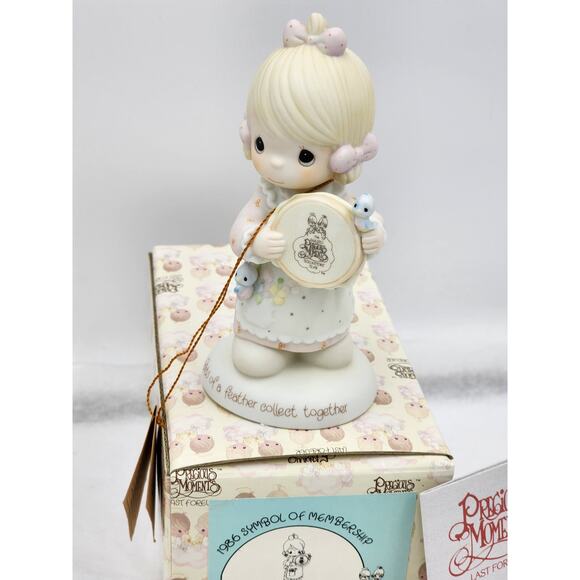 Precious Moments Figurine Birds Of Feather Collect Together 1986 Vintage E-0006 - Picture 9 of 11